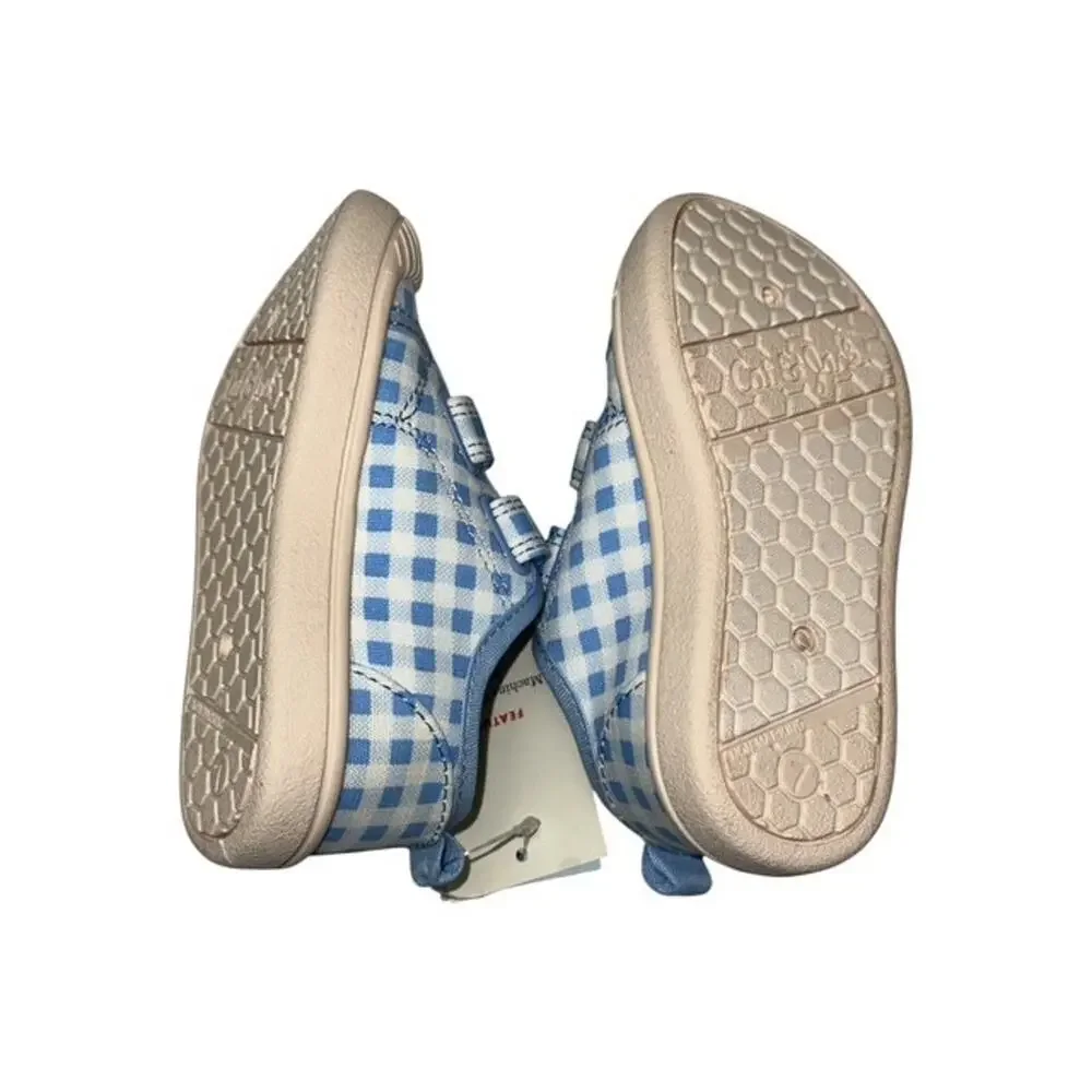 Cat & Jack Shoes Toddler Size 7 Blue Gingham Checked Parker Sneaker Hook & Loop